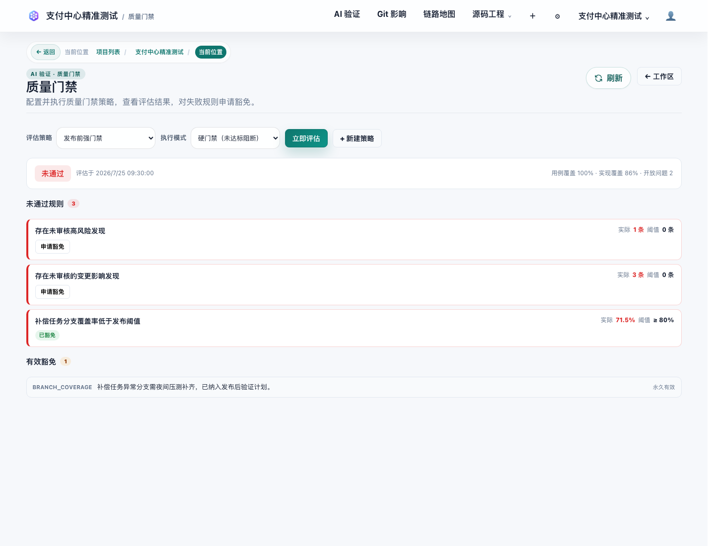 质量门禁界面截图